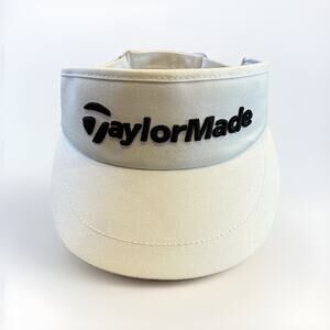 TaylorMade Mens White Golf Embroidered Adjustable Strapback Visor Hat One Size